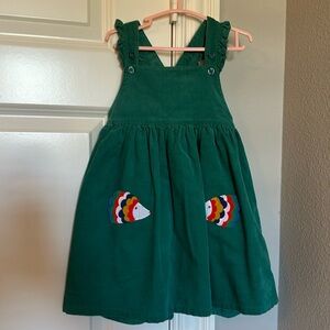 Very cute green corduroy with fish appliqué sundress. New never worn.